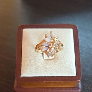 Vintage Uncas Fire Opal & Rhinestone Ring